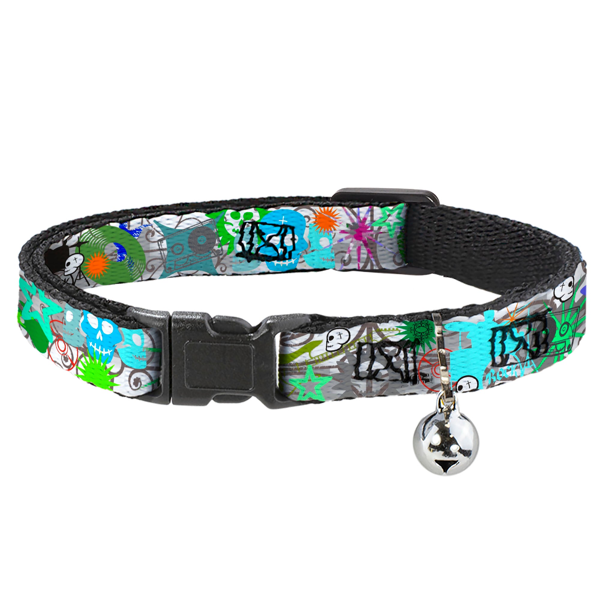 Cat Collar Breakaway - Music Skulls Multi Color Breakaway Cat Collars Buckle-Down