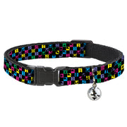 Cat Collar Breakaway - Musical Checkers Black Neon Breakaway Cat Collars Buckle-Down