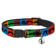 Cat Collar Breakaway - Mustaches Multi Color Blocks Black Breakaway Cat Collars Buckle-Down