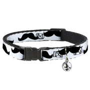 Cat Collar Breakaway - Mustaches White Black Breakaway Cat Collars Buckle-Down