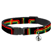 Cat Collar Breakaway - Maze Lines Black Rasta Breakaway Cat Collars Buckle-Down