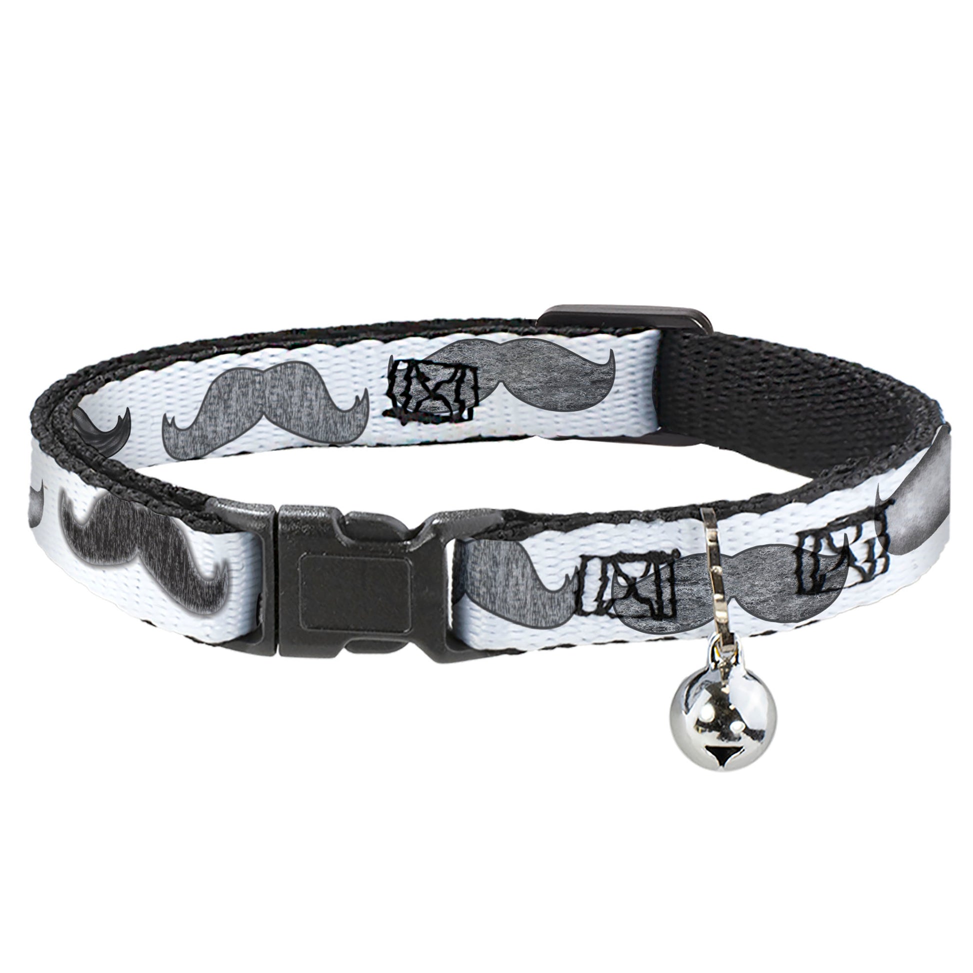 Cat Collar Breakaway - Mustaches White Sketch Breakaway Cat Collars Buckle-Down