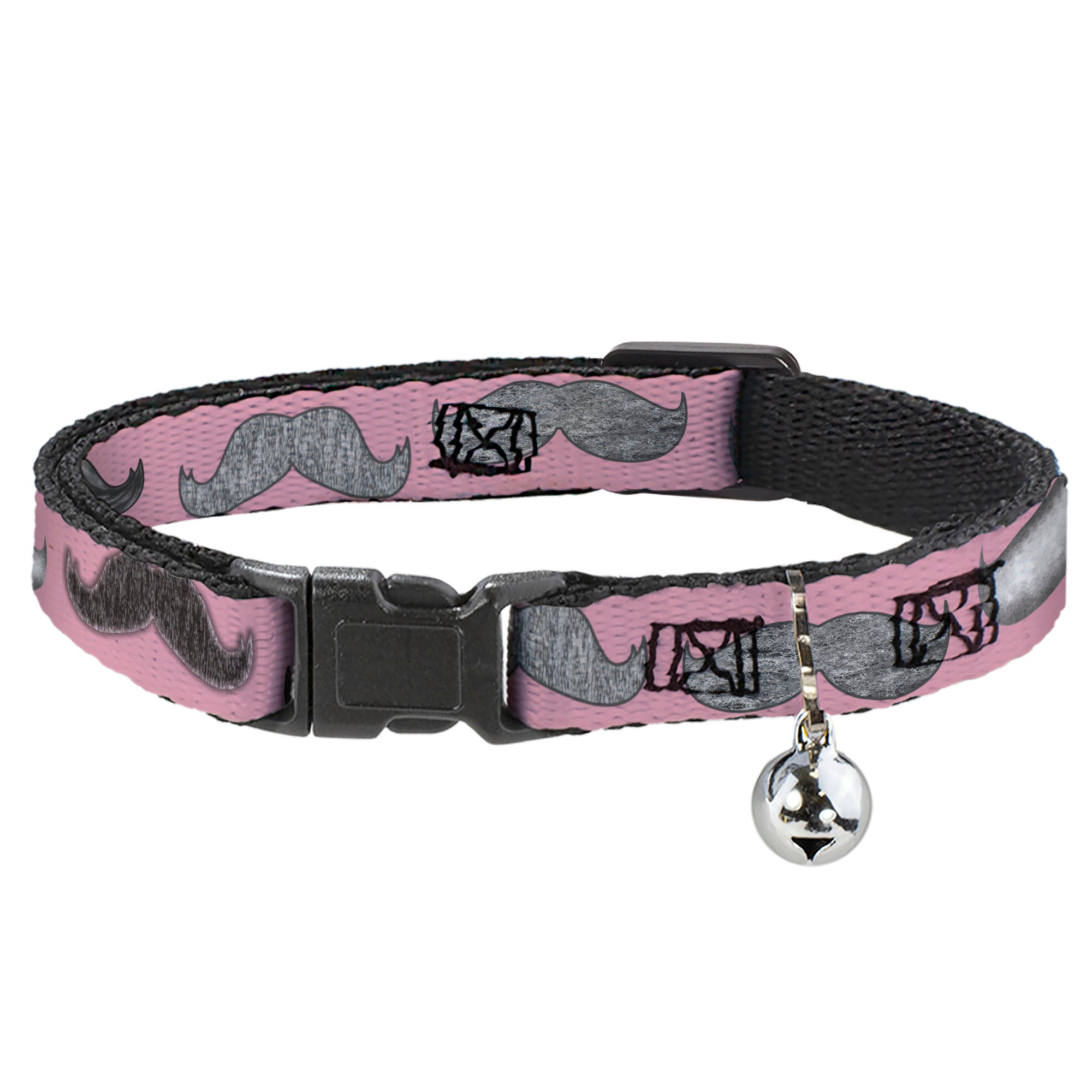 Cat Collar Breakaway - Mustaches Pink Sketch Breakaway Cat Collars Buckle-Down