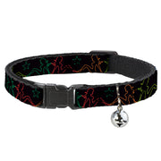Cat Collar Breakaway - Mud Flap Girls w Star Outline Black Multi Color Breakaway Cat Collars Buckle-Down