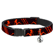 Cat Collar Breakaway - Mud Flap Girls w Stripes Black Red Orange Breakaway Cat Collars Buckle-Down