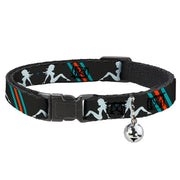 Cat Collar Breakaway - Mud Flap Girls w Stripes Gray Turquoise Orange Breakaway Cat Collars Buckle-Down