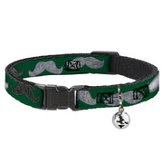 Cat Collar Breakaway - Mustaches Green Sketch Breakaway Cat Collars Buckle-Down
