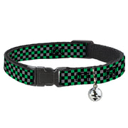 Cat Collar Breakaway - Mini Checker Black Gray 3 Green Breakaway Cat Collars Buckle-Down