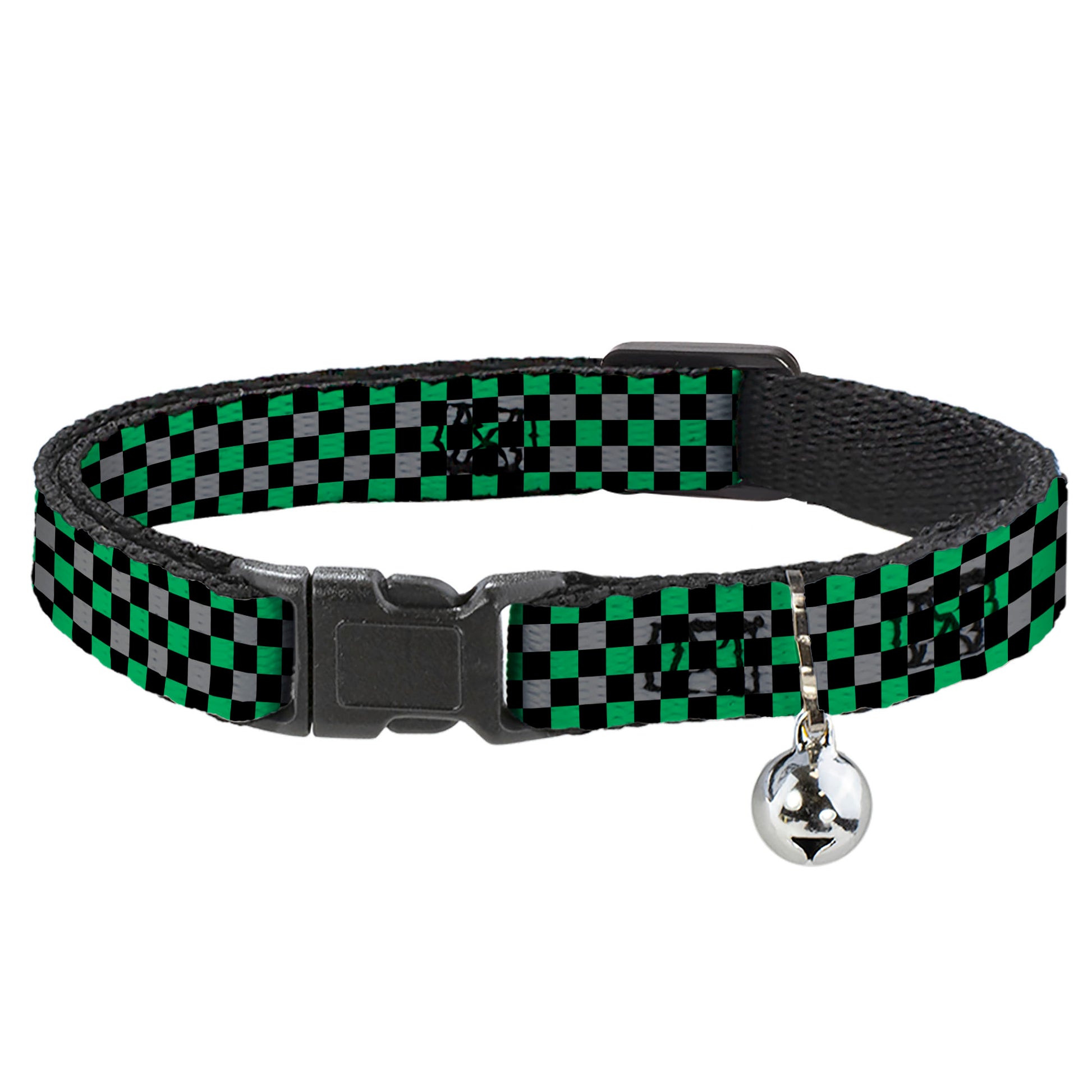 Cat Collar Breakaway - Mini Checker Black Gray 3 Green Breakaway Cat Collars Buckle-Down