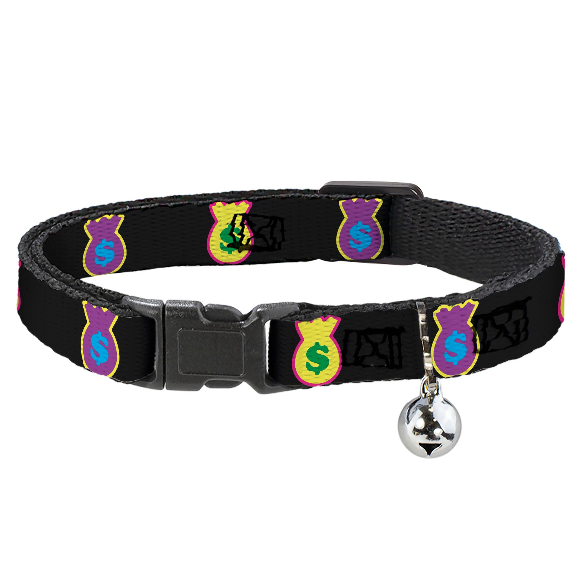 Cat Collar Breakaway - Money Bags Black Multi Color Breakaway Cat Collars Buckle-Down