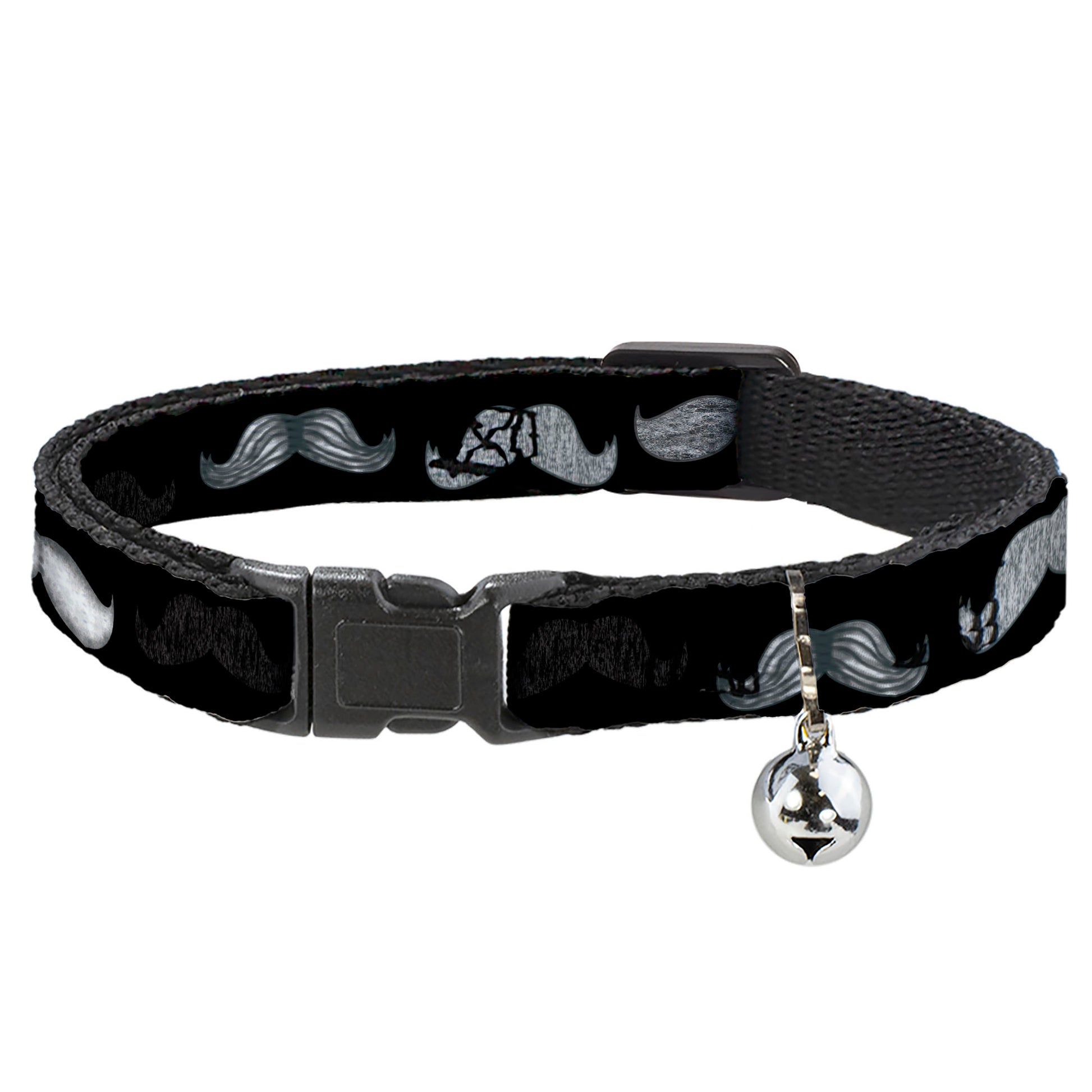 Cat Collar Breakaway - Mustache Sketch Black White Breakaway Cat Collars Buckle-Down