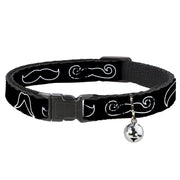 Cat Collar Breakaway - Mustache Outlines Black White Breakaway Cat Collars Buckle-Down