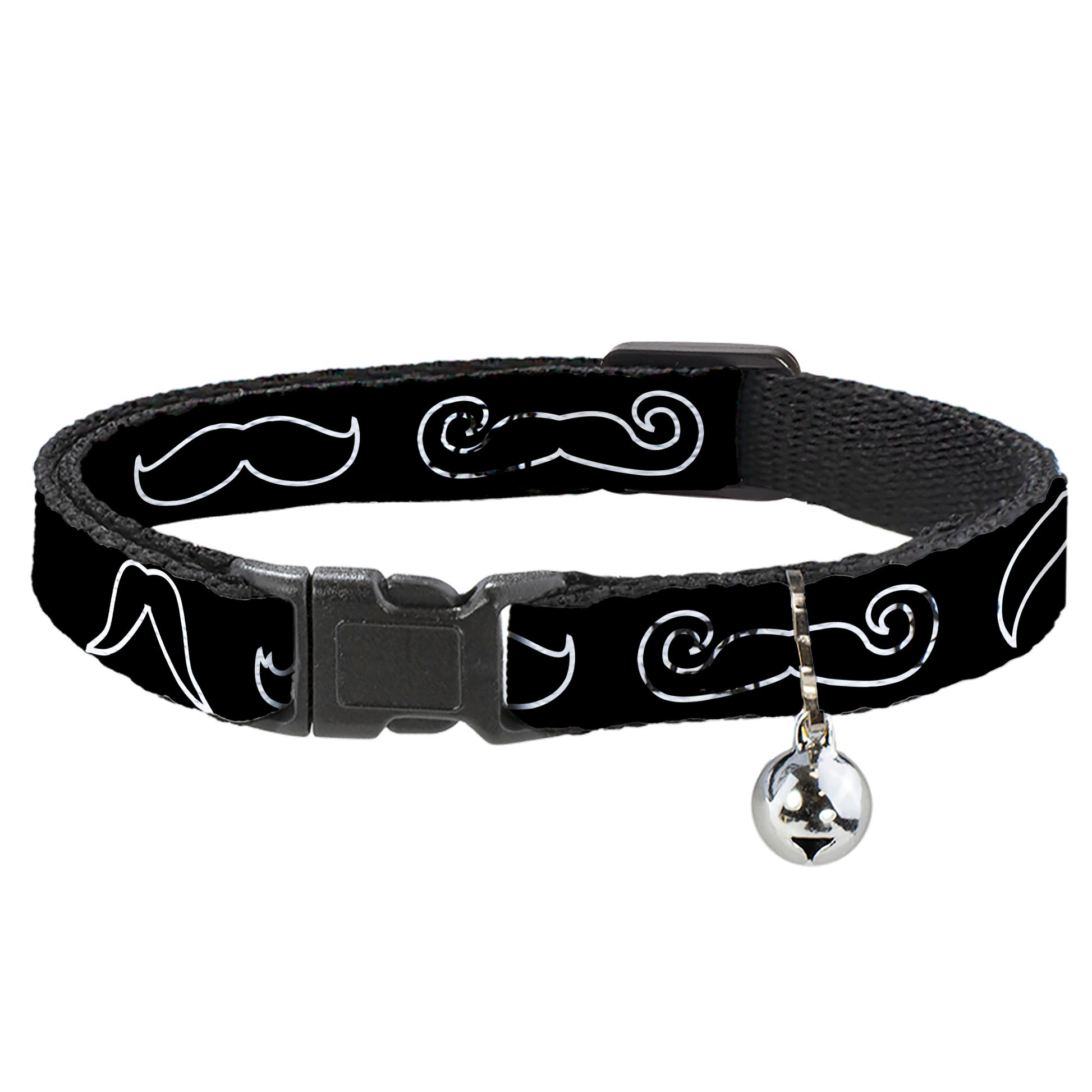 Cat Collar Breakaway - Mustache Outlines Black White Breakaway Cat Collars Buckle-Down