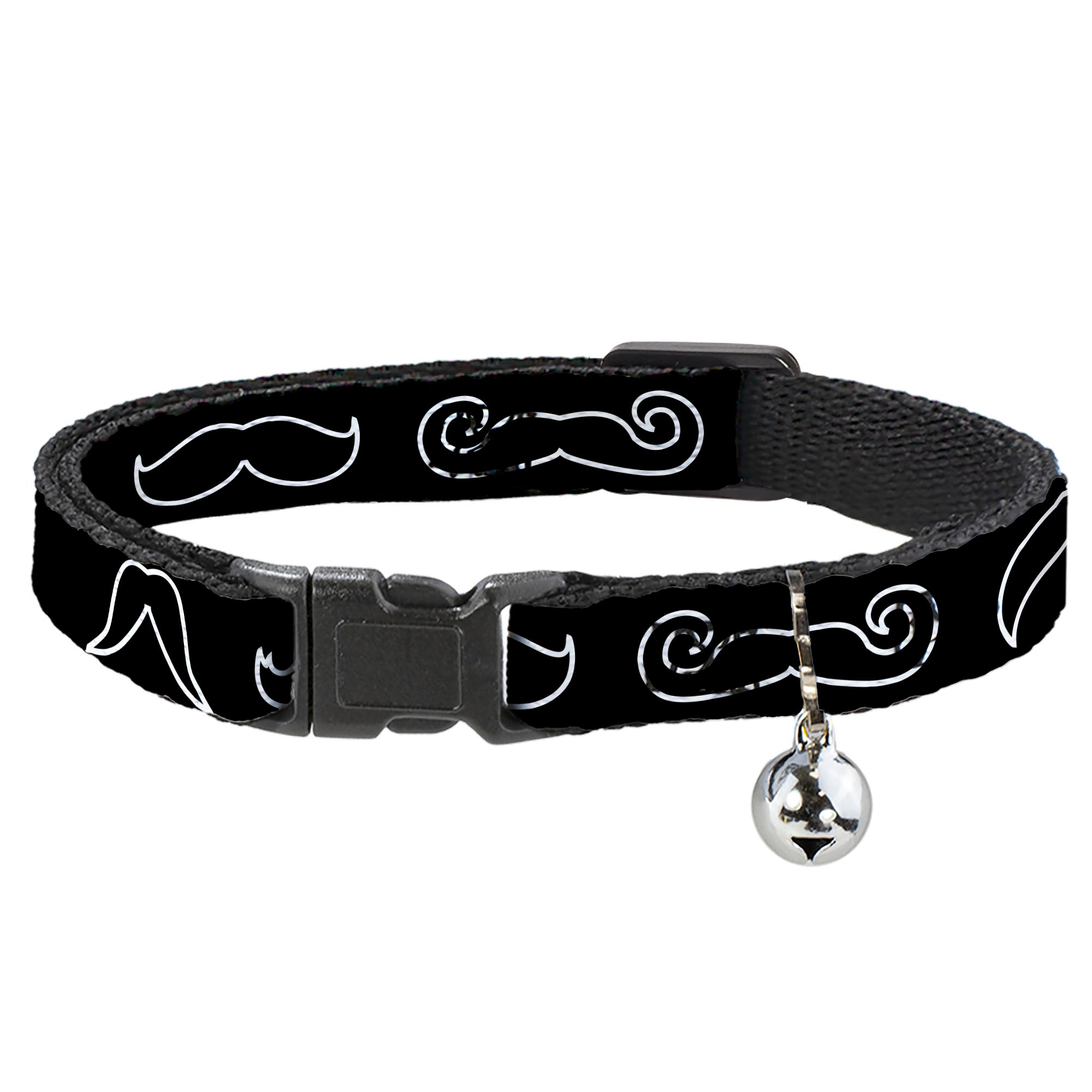 Cat Collar Breakaway - Mustache Outlines Black White Breakaway Cat Collars Buckle-Down