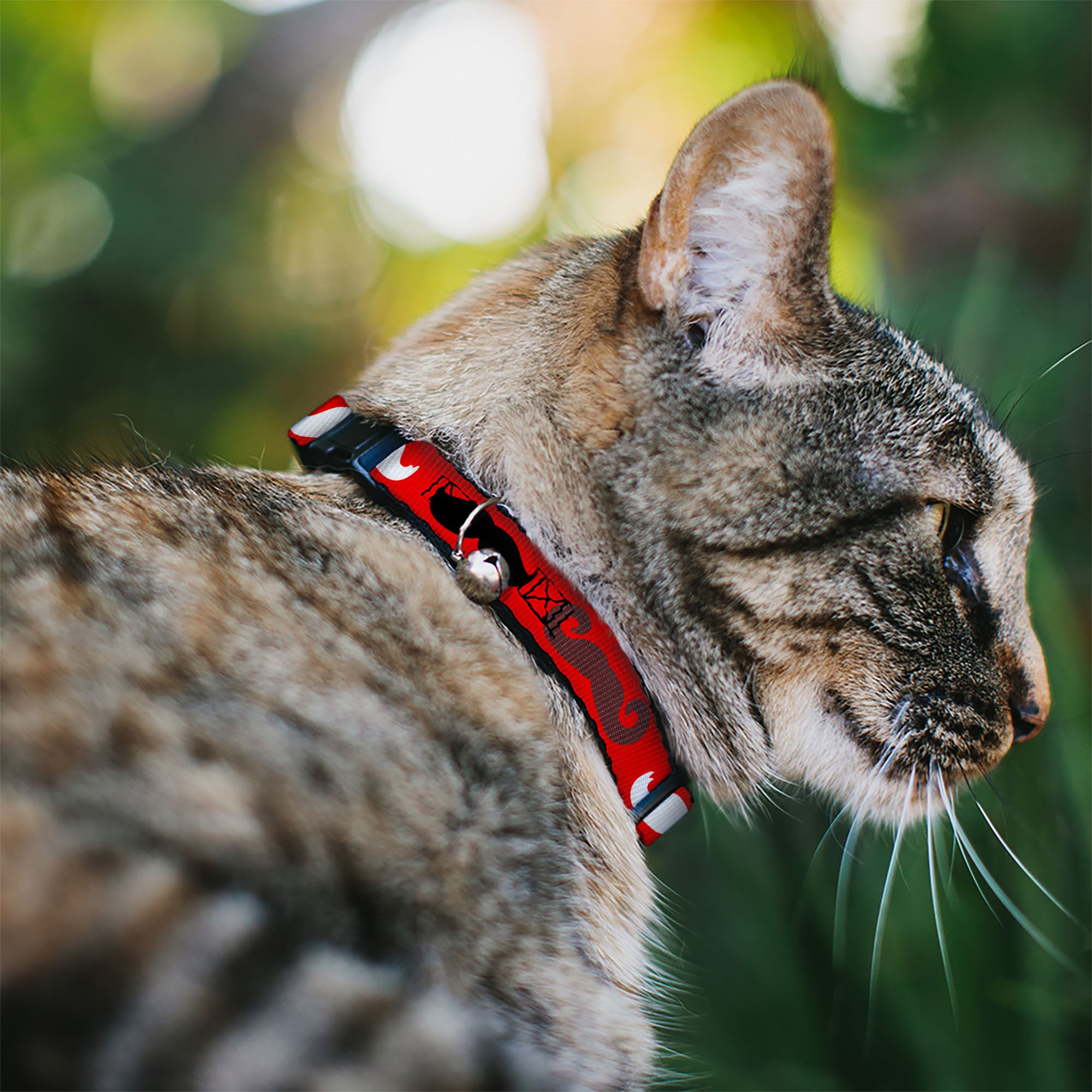 Cat Collar Breakaway - Mustaches Red Brown White Black Breakaway Cat Collars Buckle-Down