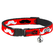 Cat Collar Breakaway - Mustaches Red Brown White Black Breakaway Cat Collars Buckle-Down