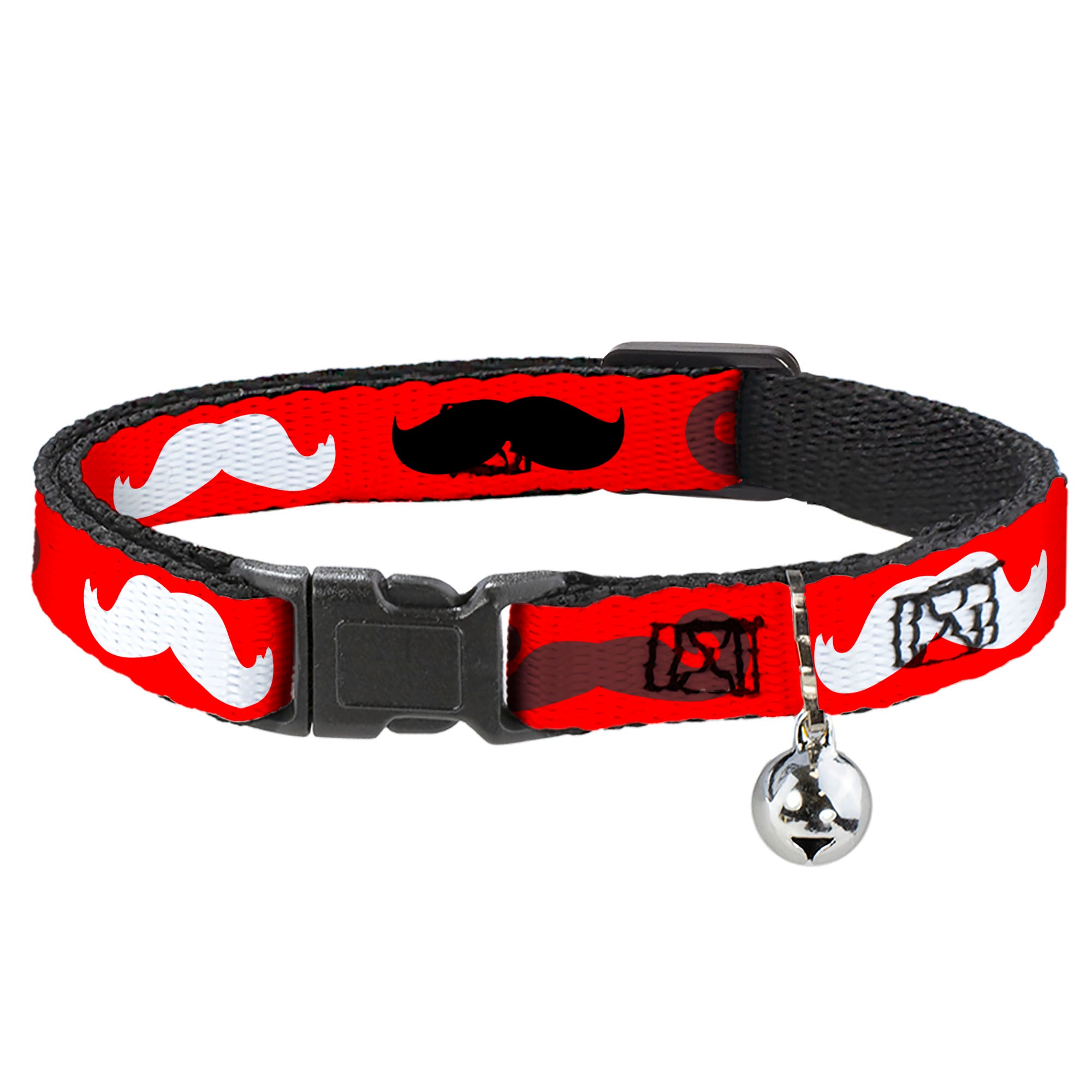 Cat Collar Breakaway - Mustaches Red Brown White Black Breakaway Cat Collars Buckle-Down