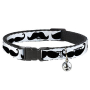 Cat Collar Breakaway - Multi Mustaches Sketch White Black Breakaway Cat Collars Buckle-Down