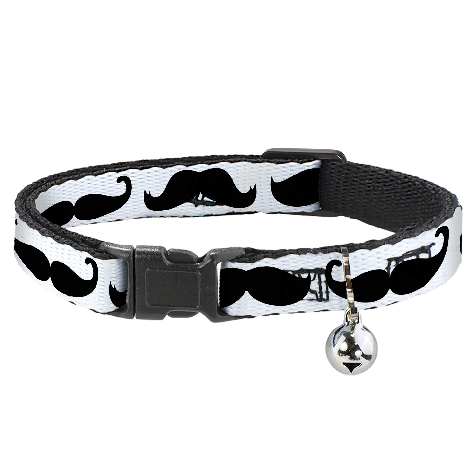 Cat Collar Breakaway - Multi Mustaches Sketch White Black Breakaway Cat Collars Buckle-Down