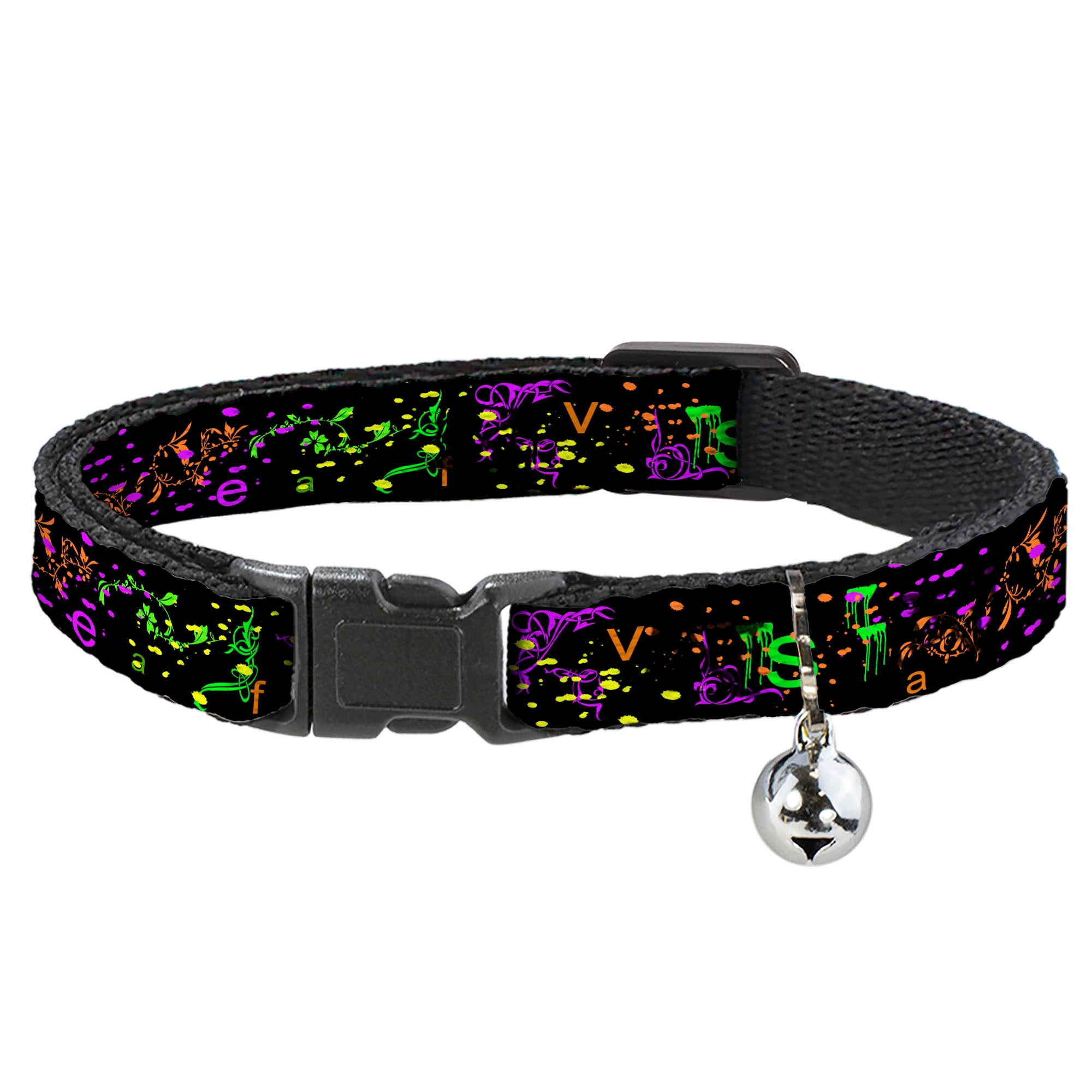 Cat Collar Breakaway - Nautical Star Splatter Black Neon Breakaway Cat Collars Buckle-Down