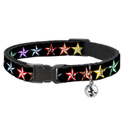 Cat Collar Breakaway - Nautical Star Black Multi Color Breakaway Cat Collars Buckle-Down