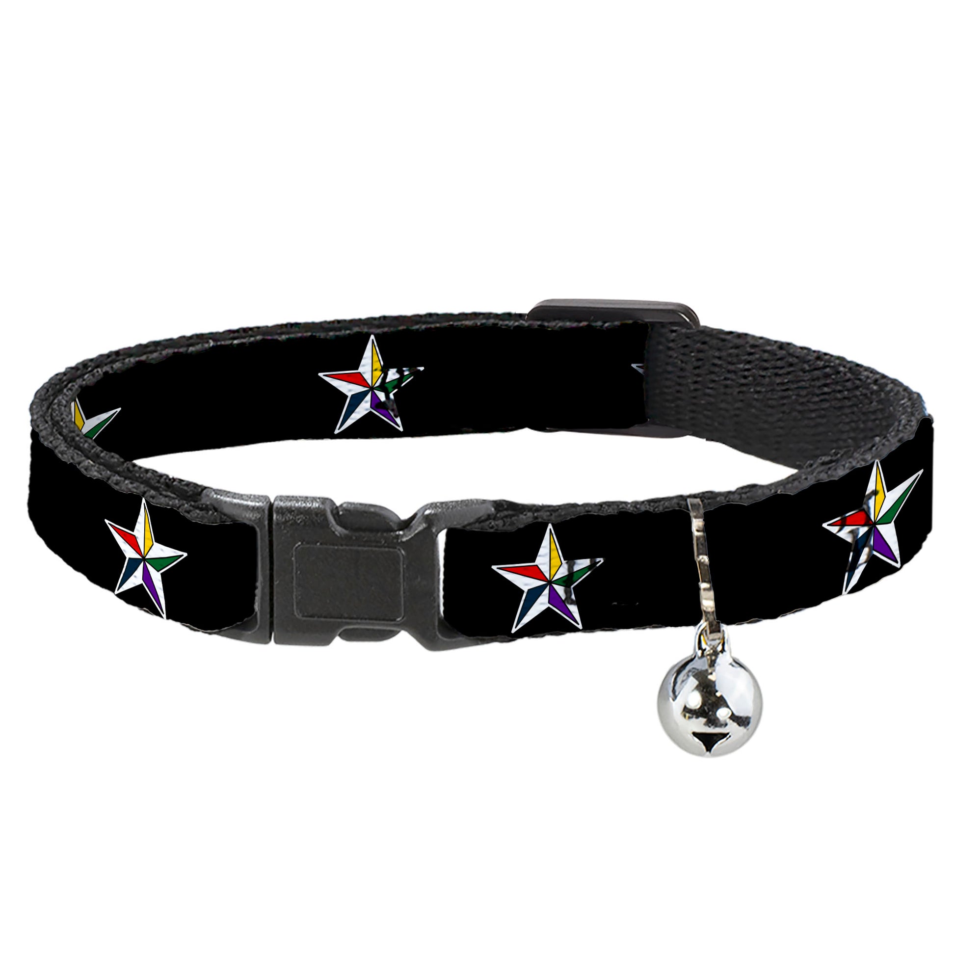 Cat Collar Breakaway - Nautical Star Black White Multi Color Breakaway Cat Collars Buckle-Down