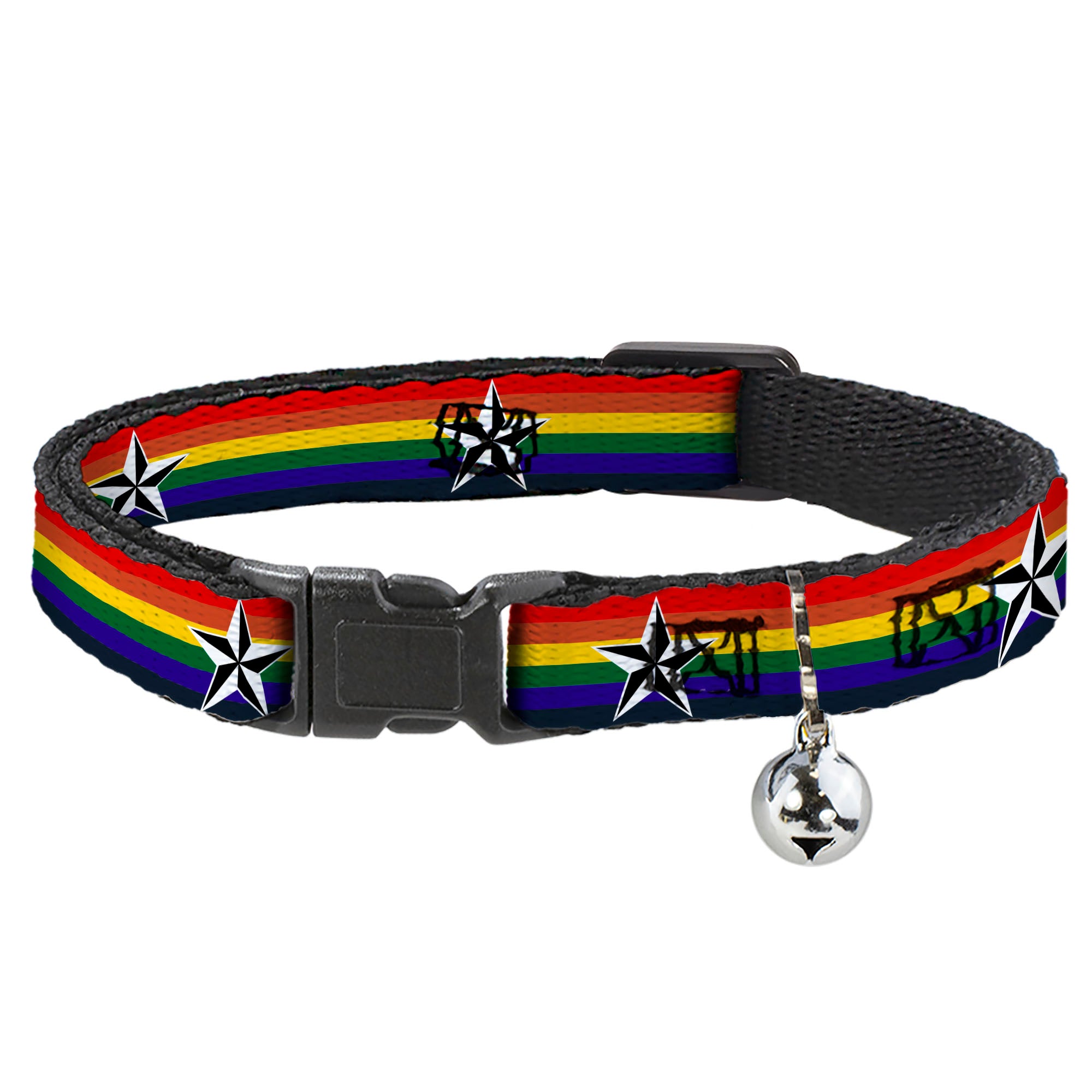 Cat Collar Breakaway - Nautical Star Rainbow White Black Breakaway Cat Collars Buckle-Down