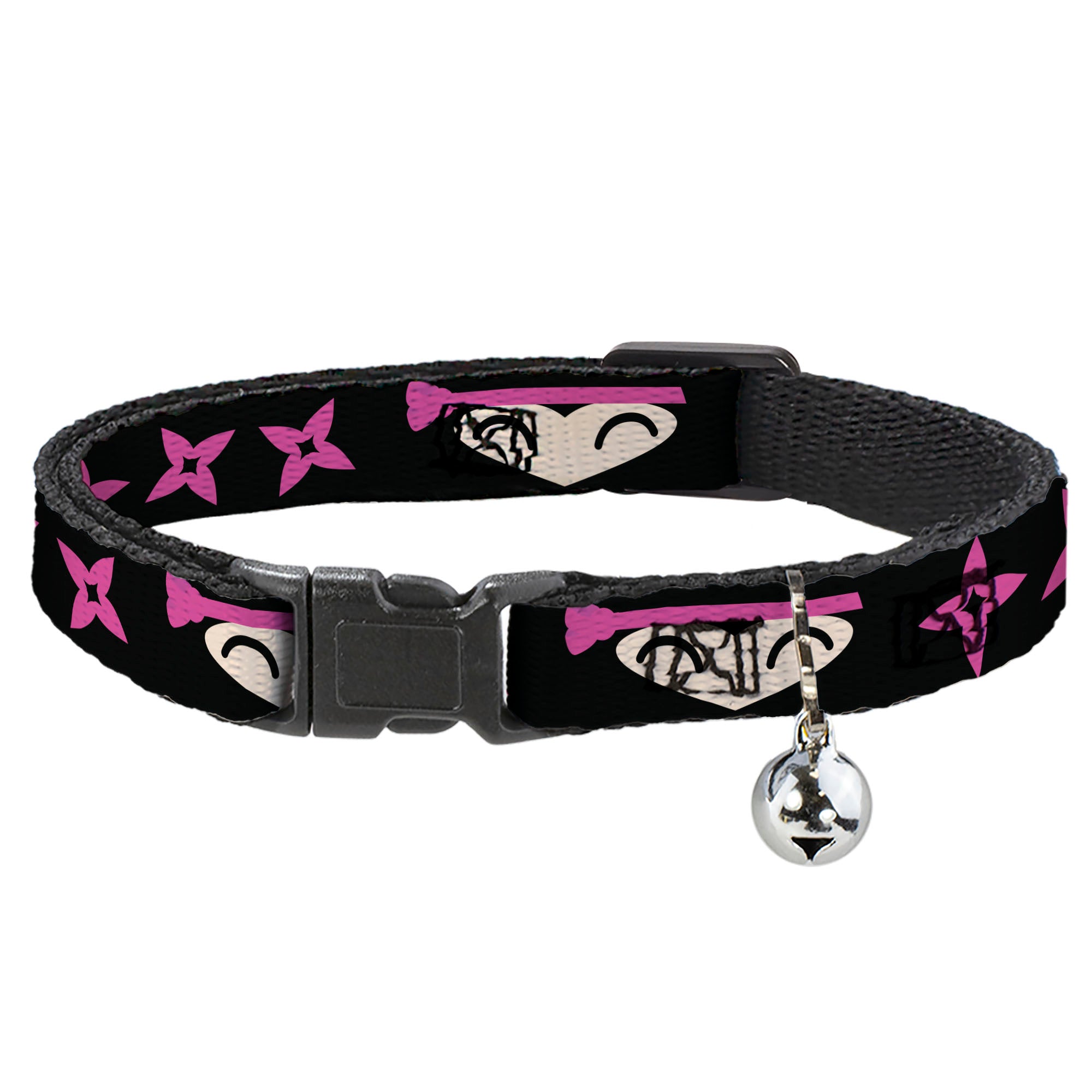 Cat Collar Breakaway - Ninja Star Black Pink Breakaway Cat Collars Buckle-Down
