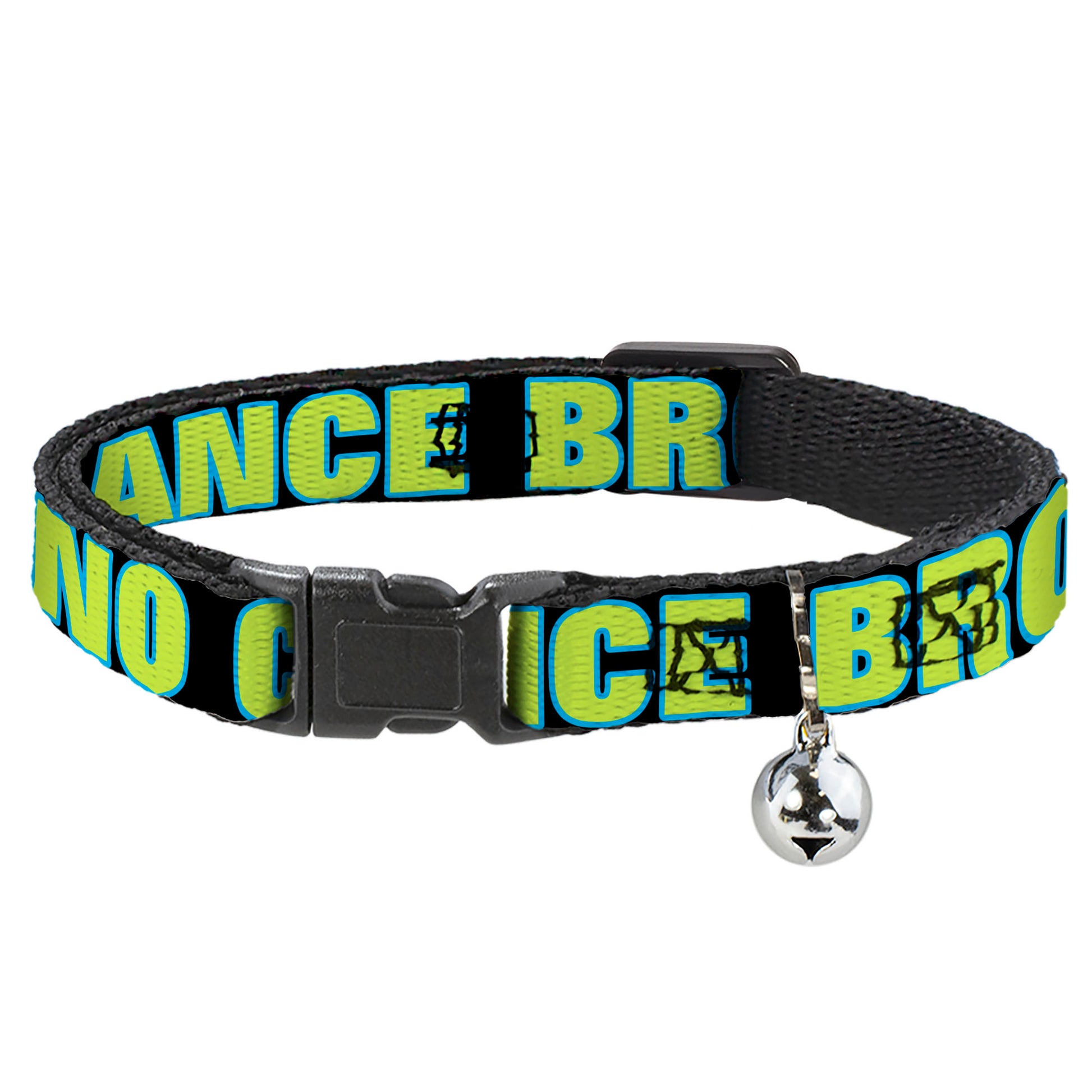 Cat Collar Breakaway - NO CHANCE BRO Black Turquoise Green Breakaway Cat Collars Buckle-Down