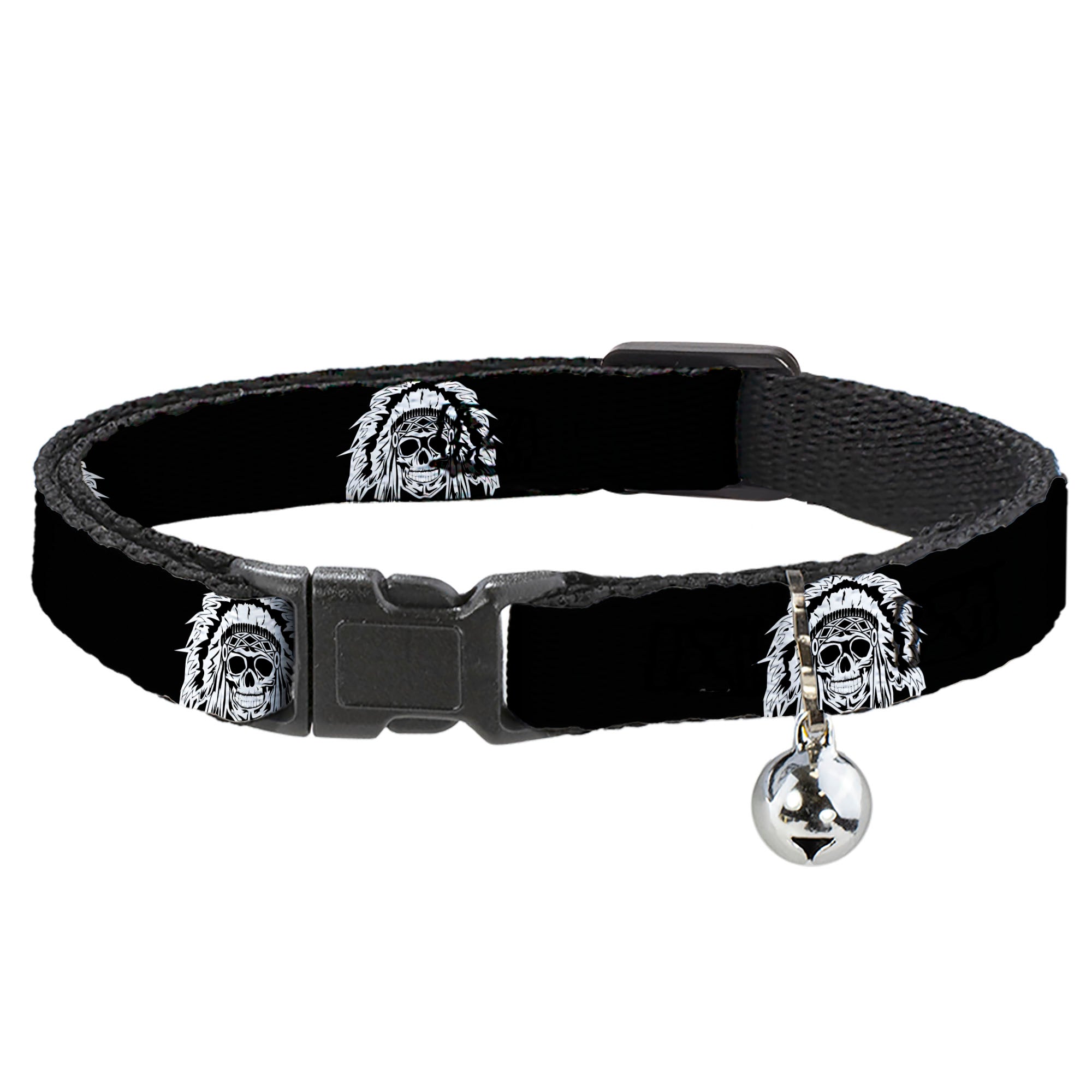 Cat Collar Breakaway - Native American Skull Black White Breakaway Cat Collars Buckle-Down