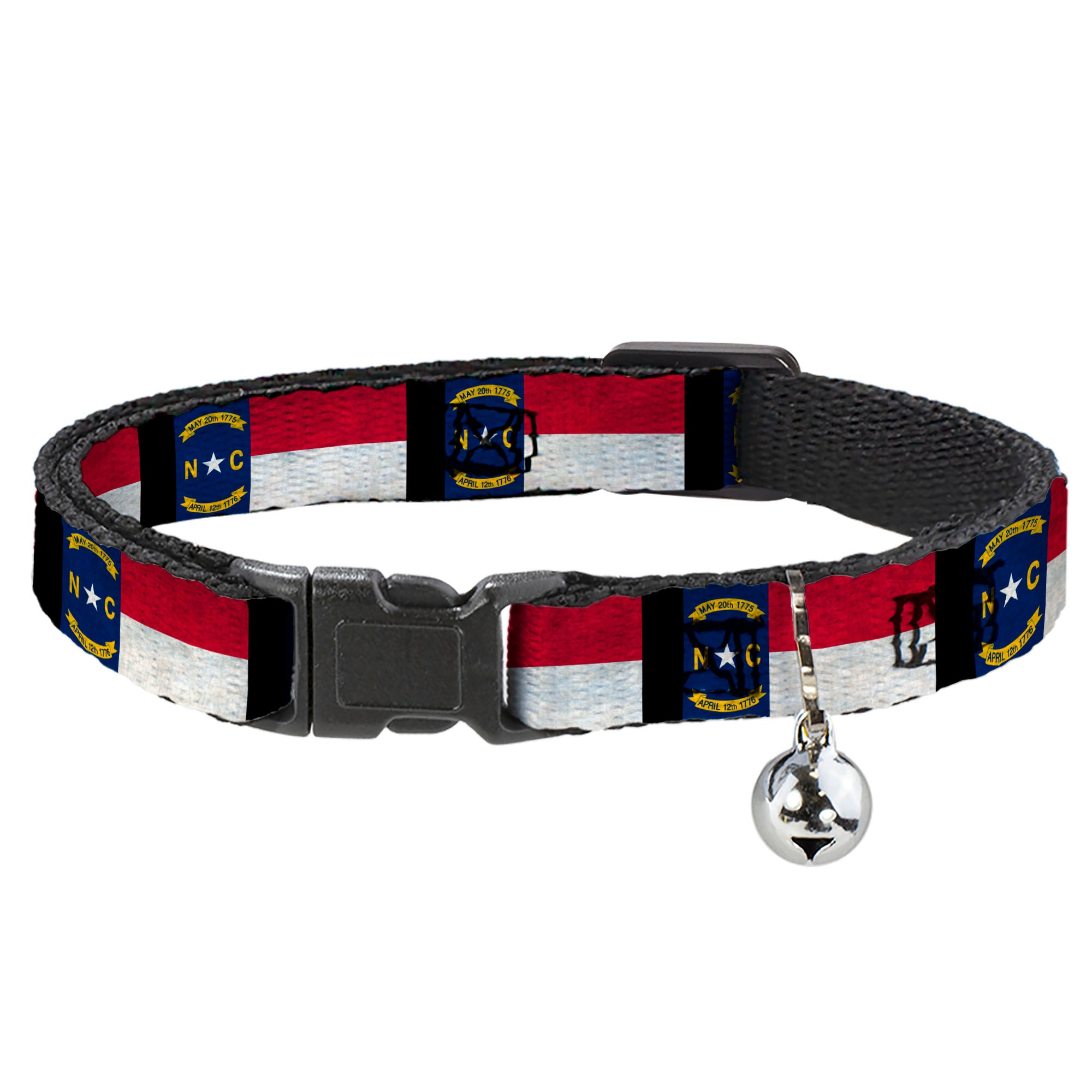 Cat Collar Breakaway - North Carolina Flag Distressed Black Breakaway Cat Collars Buckle-Down
