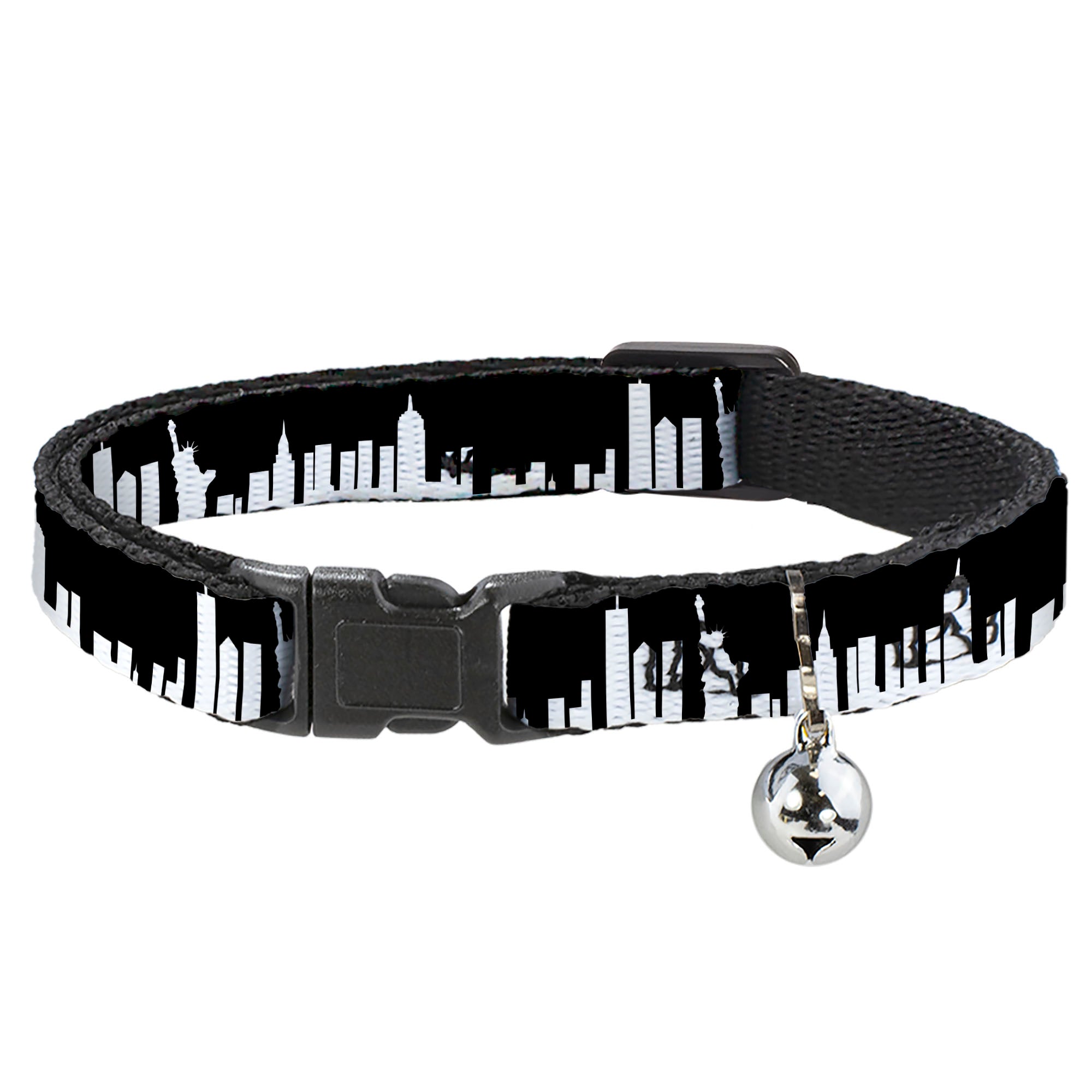 Cat Collar Breakaway - New York Solid Skyline Black White Breakaway Cat Collars Buckle-Down