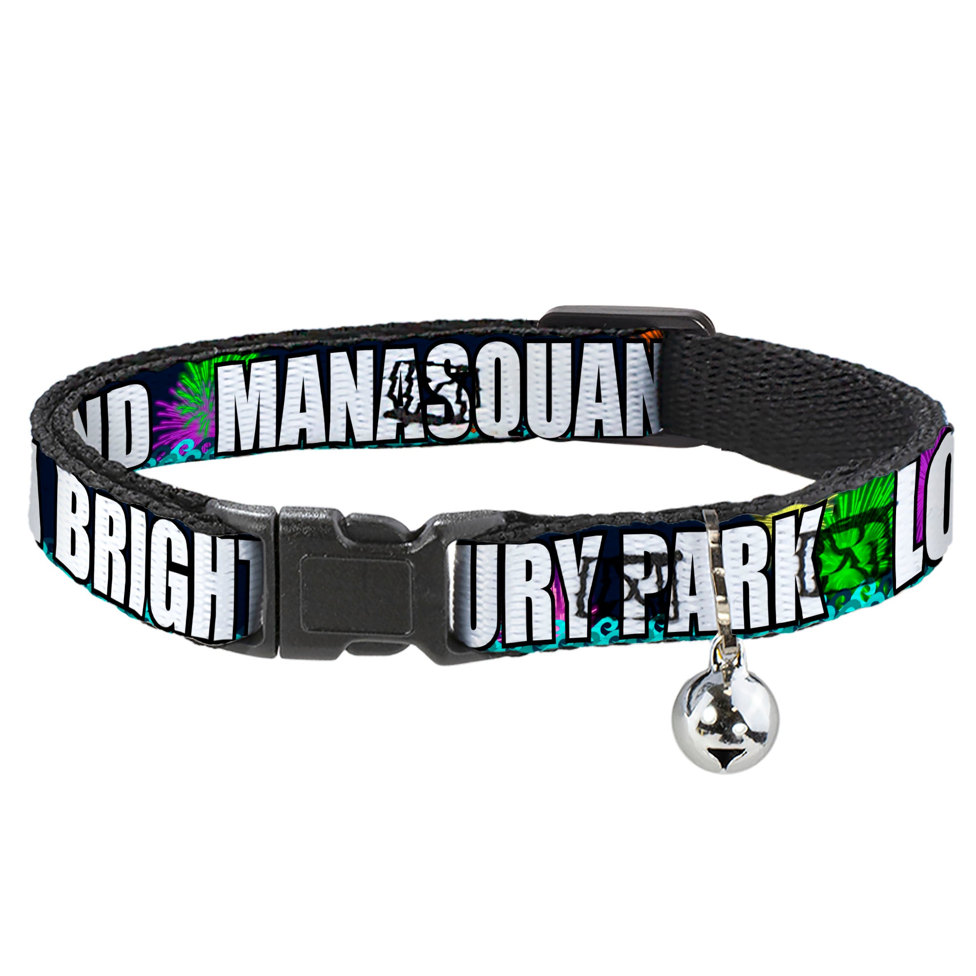 Cat Collar Breakaway - New Jersey Shore Towns Black Multi Color White Breakaway Cat Collars Buckle-Down