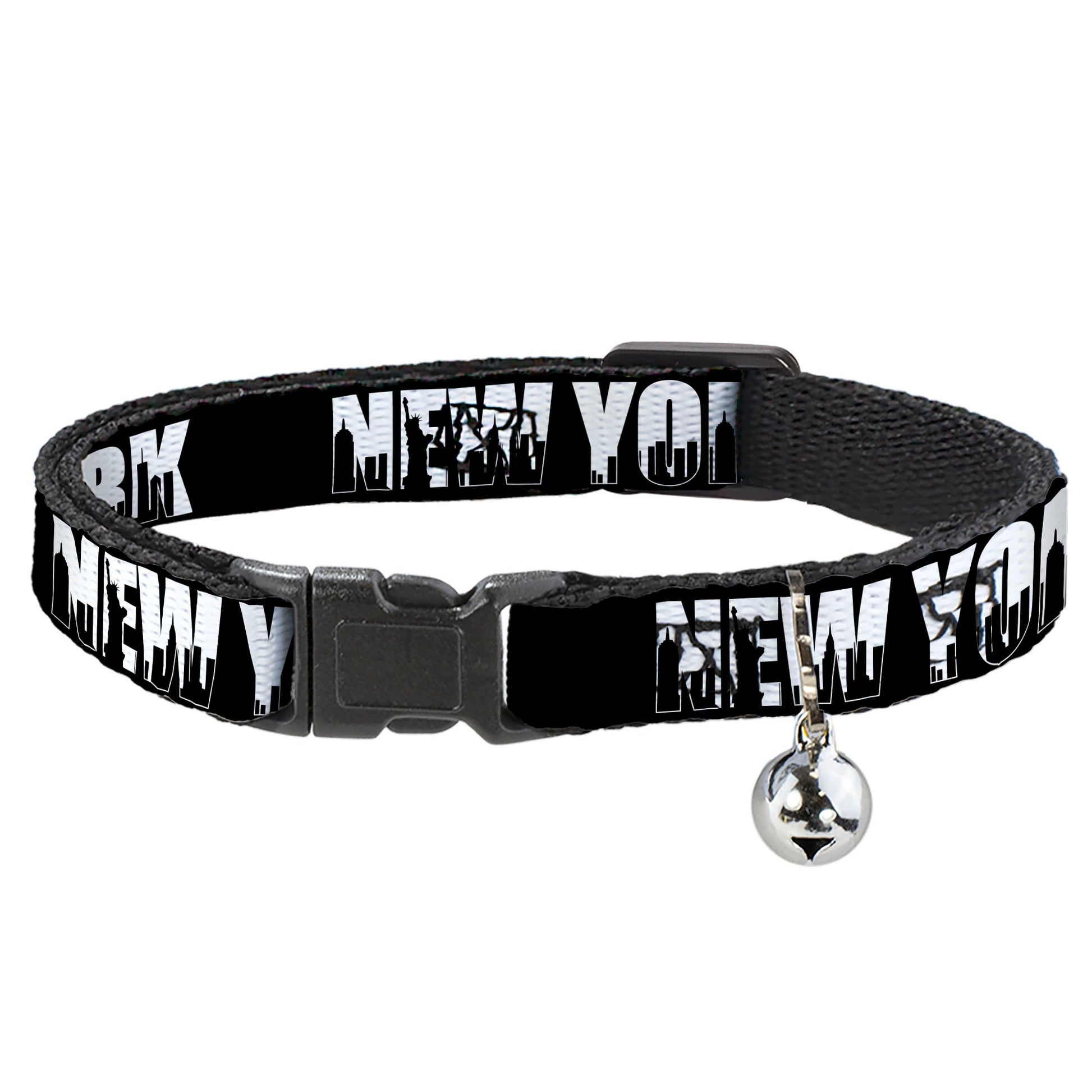 Cat Collar Breakaway - NEW YORK Bold Skyline Silhouette Black White Black Breakaway Cat Collars Buckle-Down
