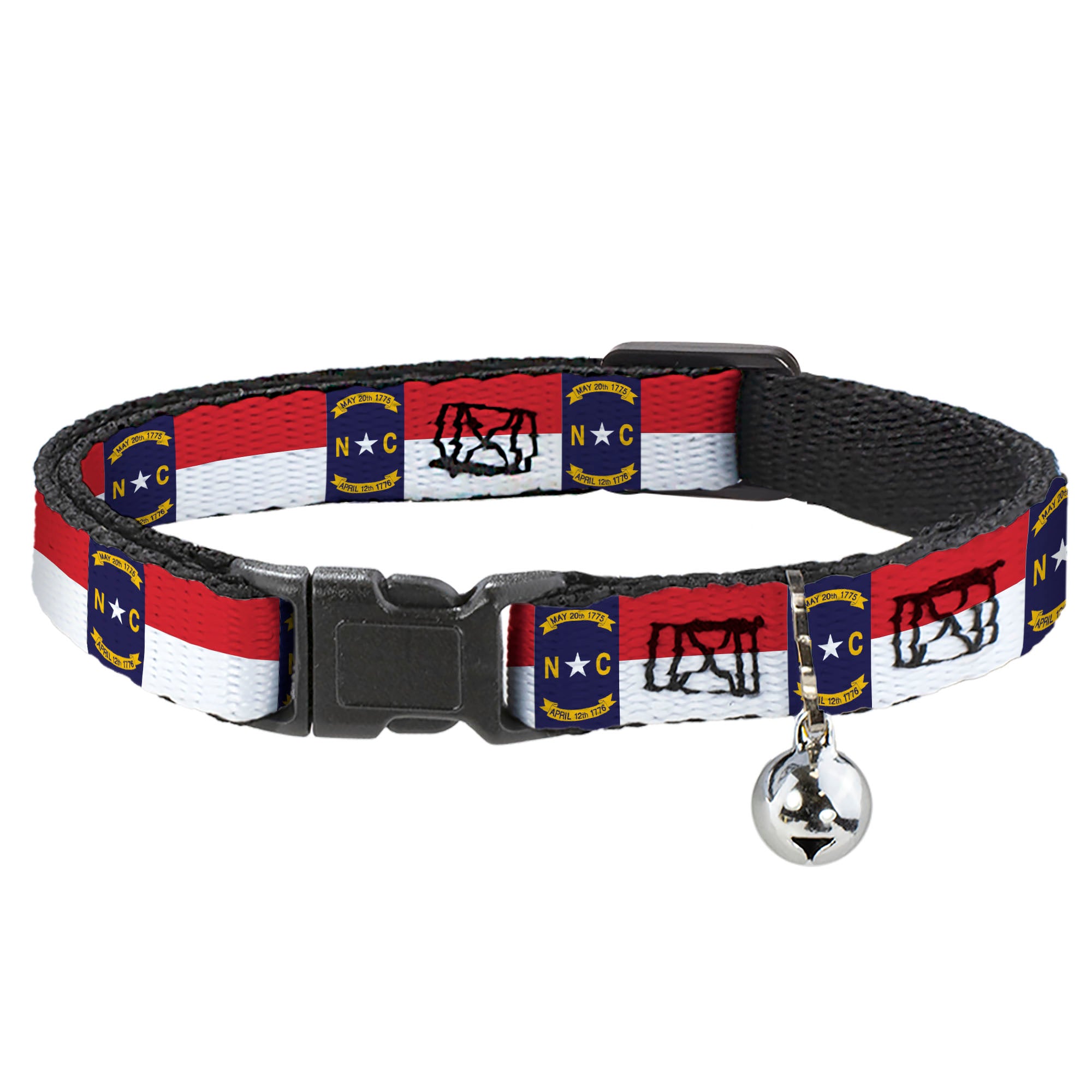 Cat Collar Breakaway - North Carolina Flag Continuous Repeat Breakaway Cat Collars Buckle-Down