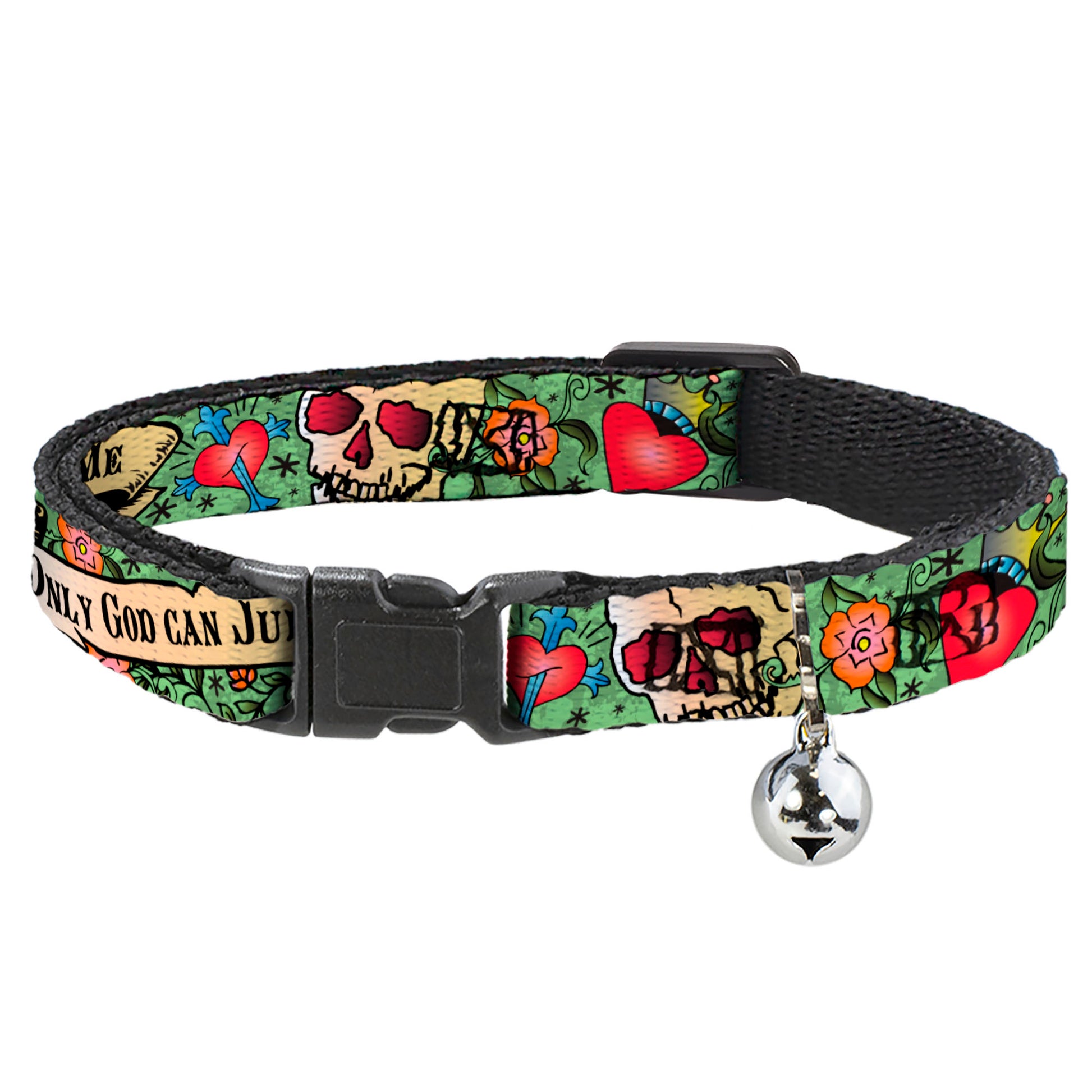 Cat Collar Breakaway - Only God Can Judge Me Green Breakaway Cat Collars Buckle-Down