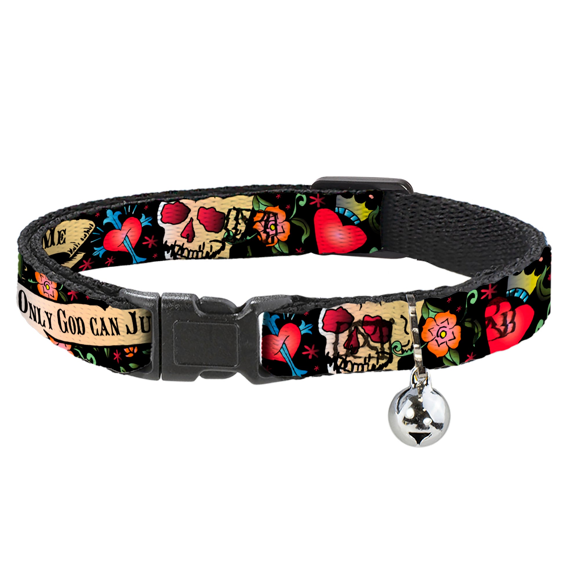 Cat Collar Breakaway - Only God Can Judge Me Black Breakaway Cat Collars Buckle-Down