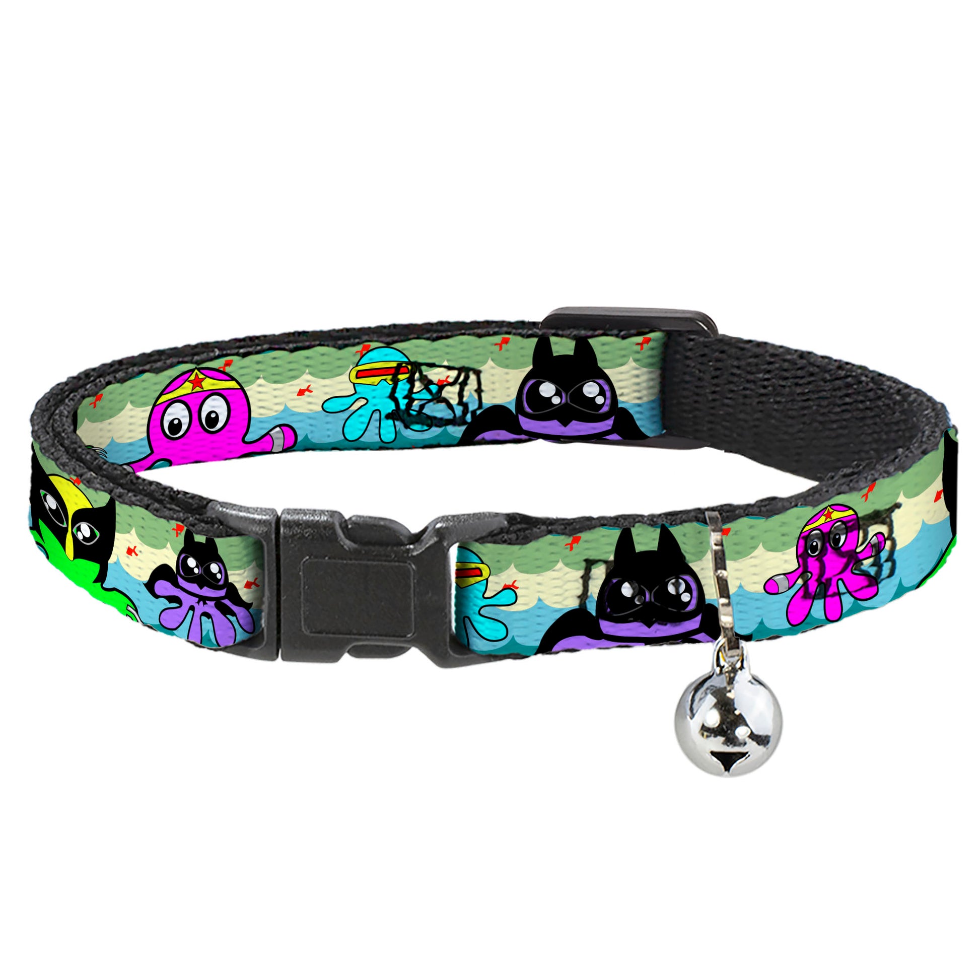 Cat Collar Breakaway - Octopus Superhero Cartoon Breakaway Cat Collars Buckle-Down