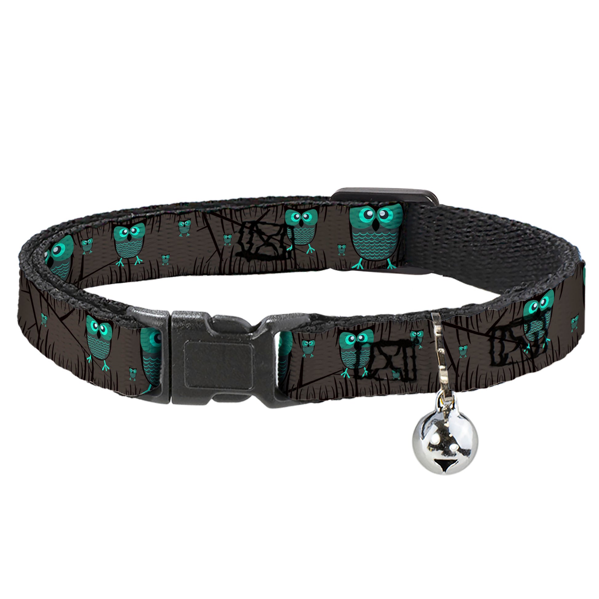 Cat Collar Breakaway - Owls in Trees Turquoise Breakaway Cat Collars Buckle-Down