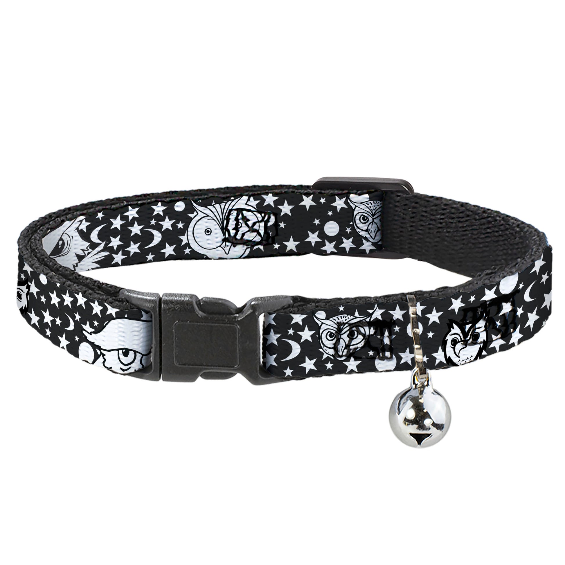 Cat Collar Breakaway - Owl Expressions Black White Breakaway Cat Collars Buckle-Down