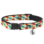 Cat Collar Breakaway - Owl Eyes Yellow Reds Blues Breakaway Cat Collars Buckle-Down