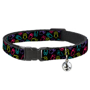 Cat Collar Breakaway - Owl Sketch Black Multi Color Breakaway Cat Collars Buckle-Down