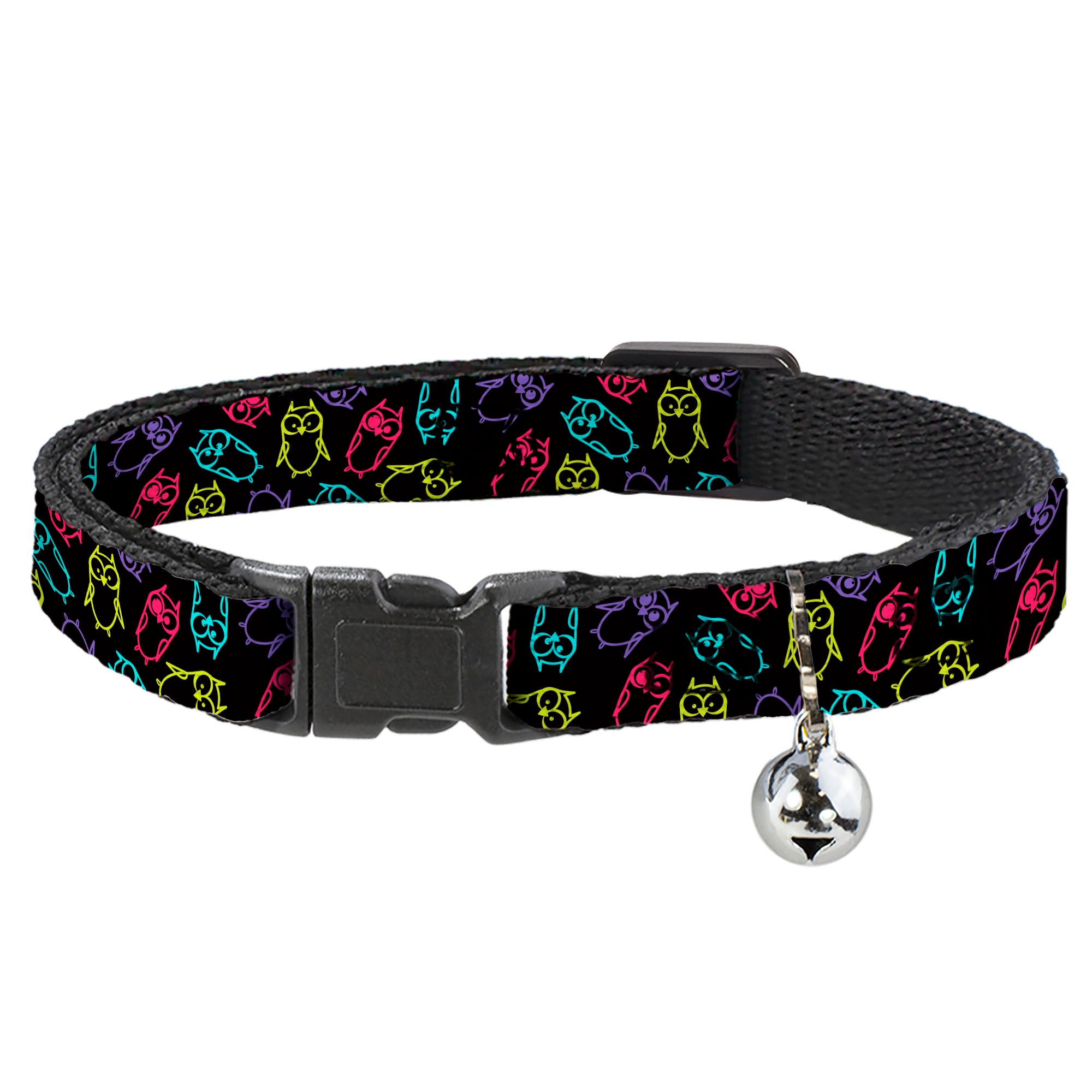 Cat Collar Breakaway - Owl Sketch Black Multi Color Breakaway Cat Collars Buckle-Down