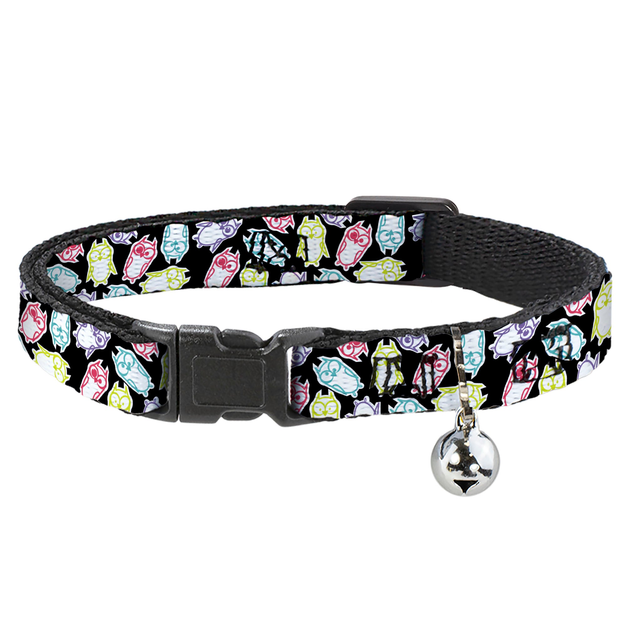 Cat Collar Breakaway - Owl Sketch Black White Multi Color Breakaway Cat Collars Buckle-Down