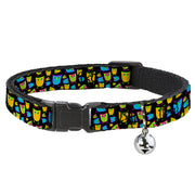 Cat Collar Breakaway - Owls Black Multi Neon Breakaway Cat Collars Buckle-Down
