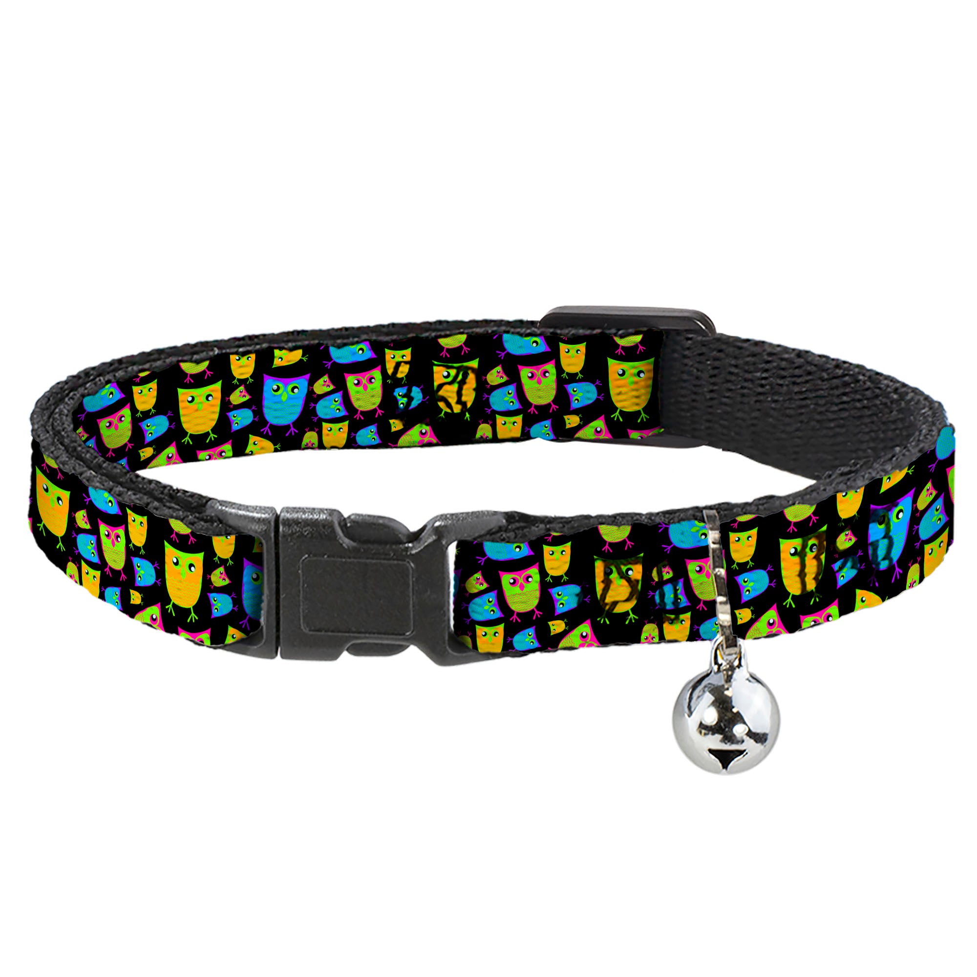 Cat Collar Breakaway - Owls Black Multi Neon Breakaway Cat Collars Buckle-Down