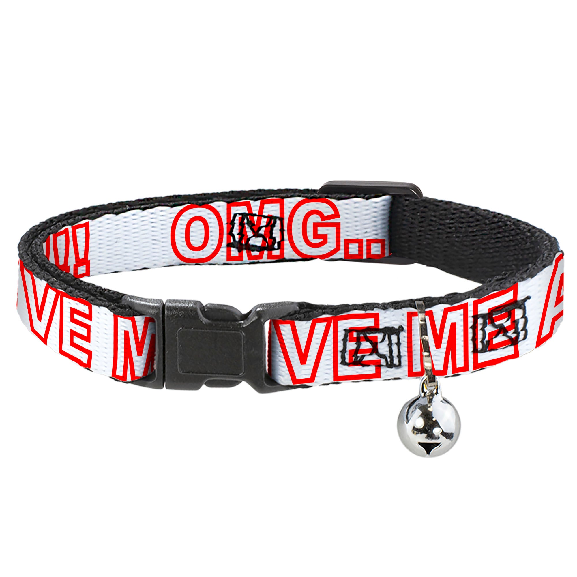 Cat Collar Breakaway - OMG GIVE ME A BREAK!!! White Red Breakaway Cat Collars Buckle-Down