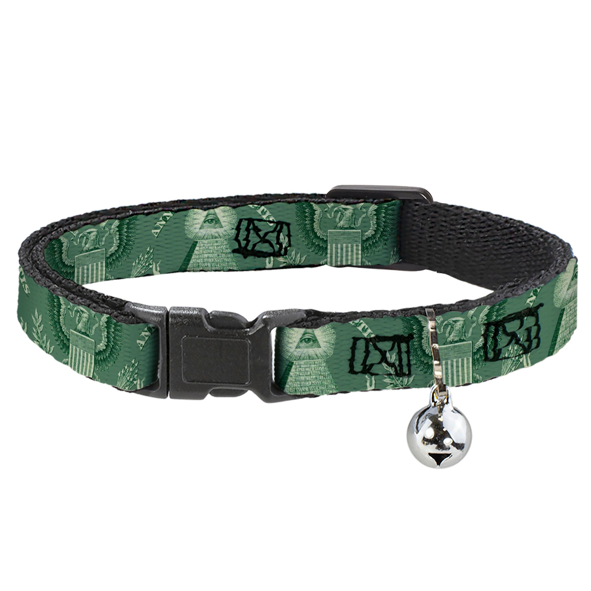 Cat Collar Breakaway - One Dollar Bill Pyramid Bald Eagle Breakaway Cat Collars Buckle-Down
