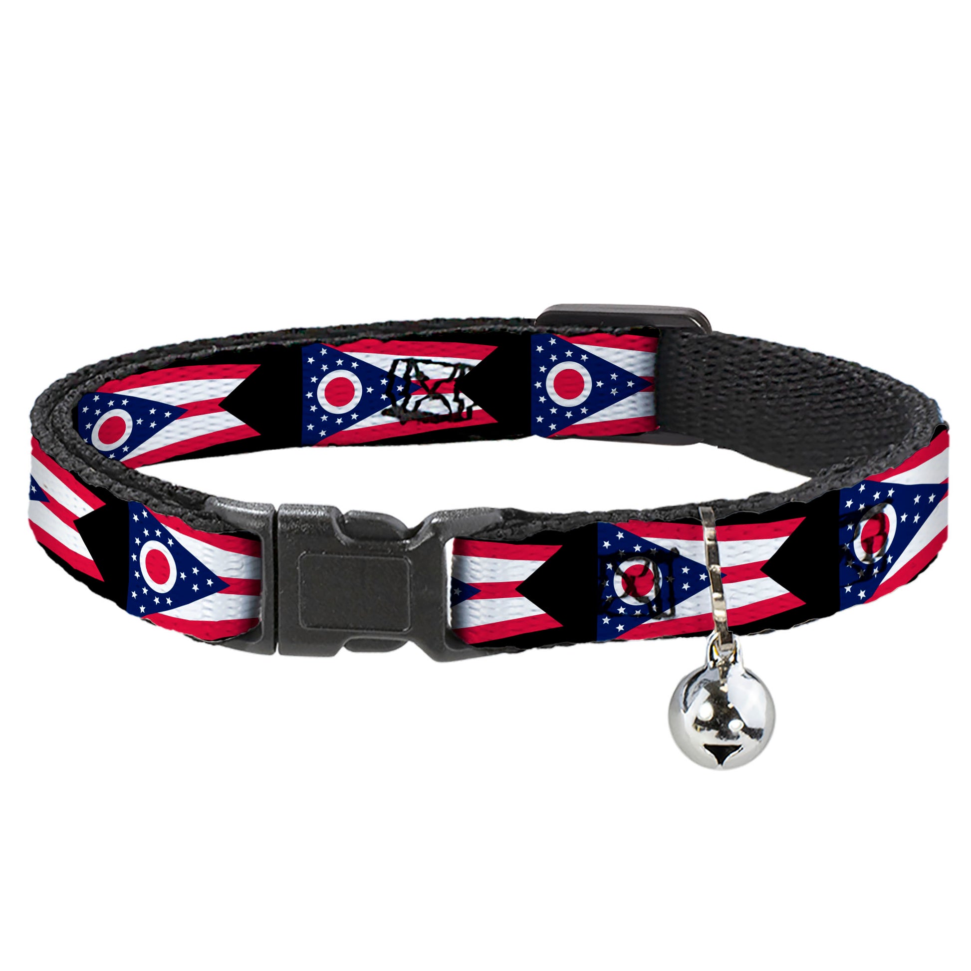 Cat Collar Breakaway - Ohio Flag Repeat Black Breakaway Cat Collars Buckle-Down