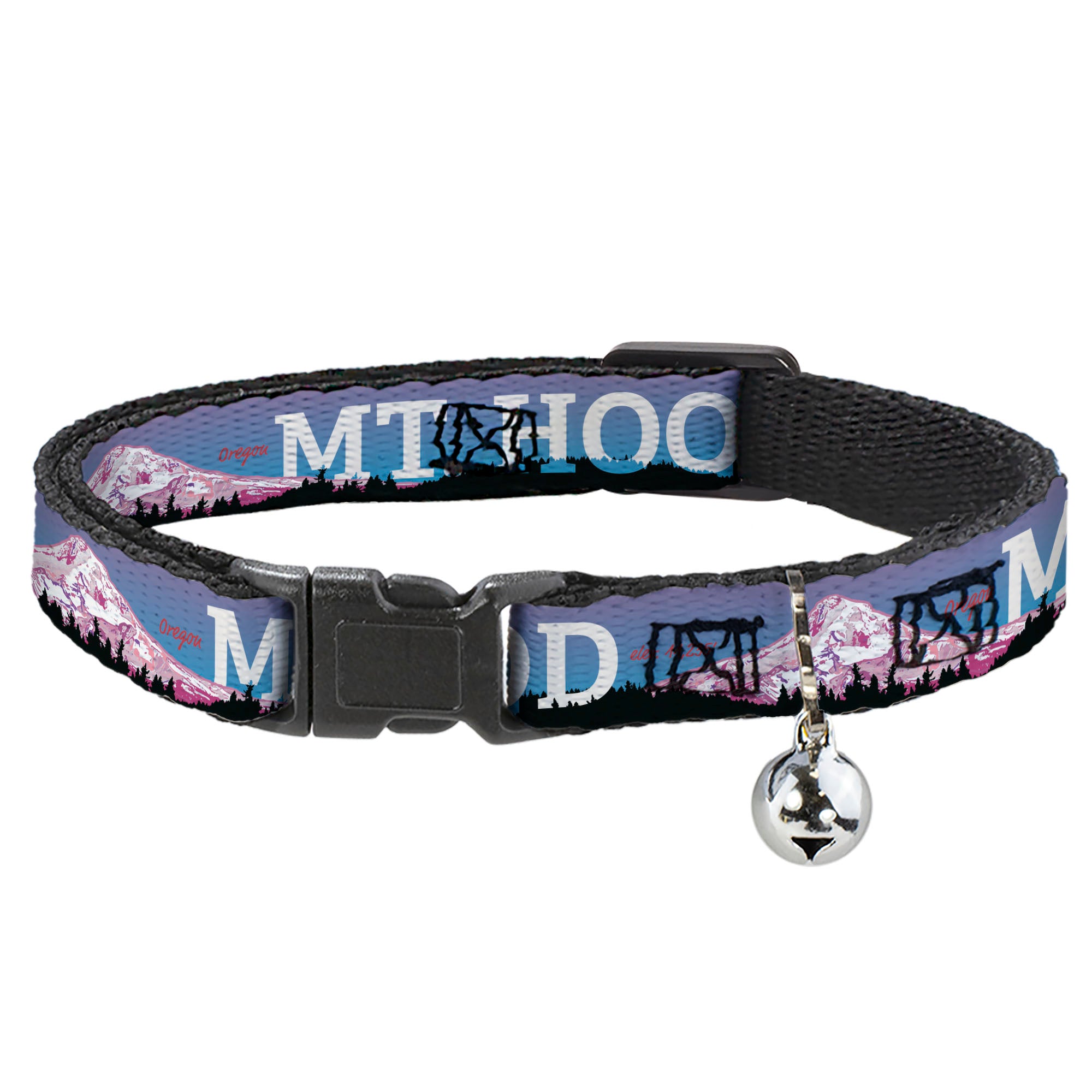 Cat Collar Breakaway - Orgeon MT. HOOD Scenery Blues Purples Black White Breakaway Cat Collars Buckle-Down